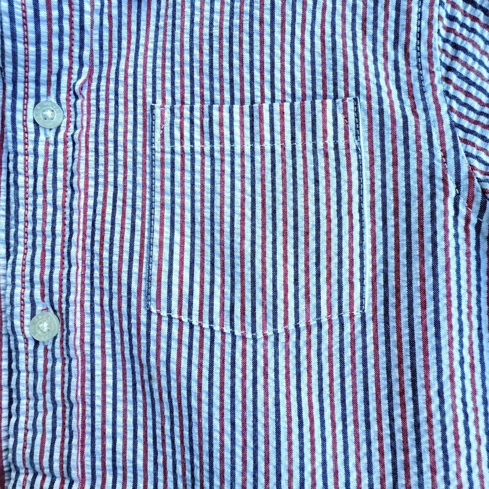 JANIE & JACK Striped Seersucker Shirt Boys 6 NWT Button Down July 4th Americana - Picture 4 of 6